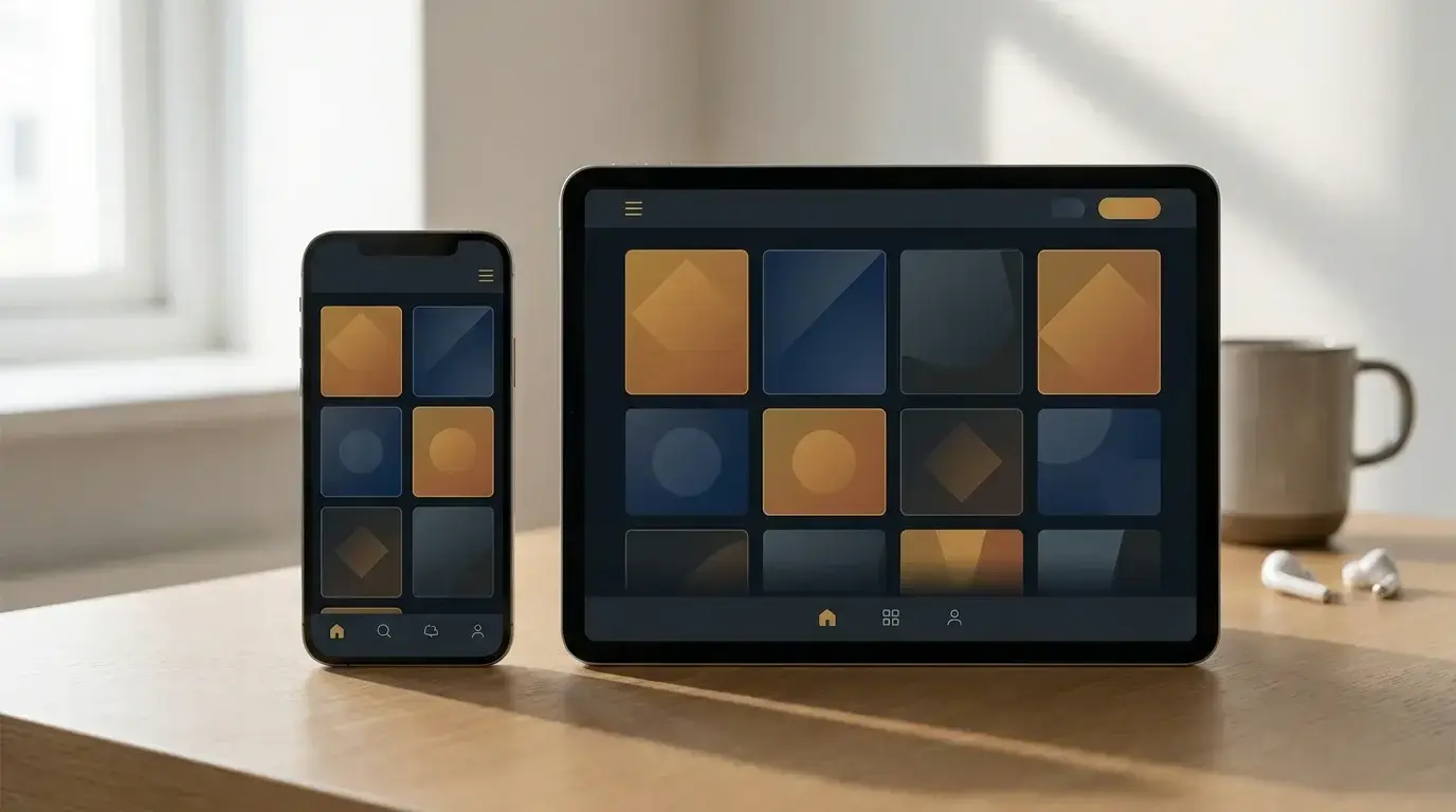 Phone and tablet displaying a simple casino game grid in a mobile browser