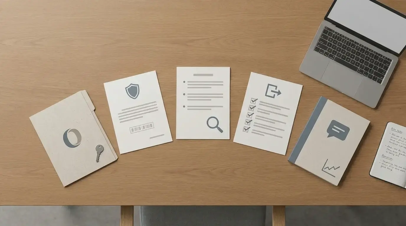 Trust checklist covering ownership, licensing, terms, withdrawals and complaints